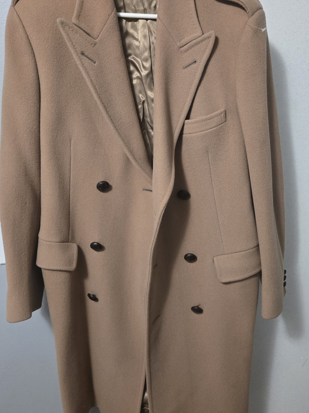 Men's Double-Breasted Tan Pea Coat